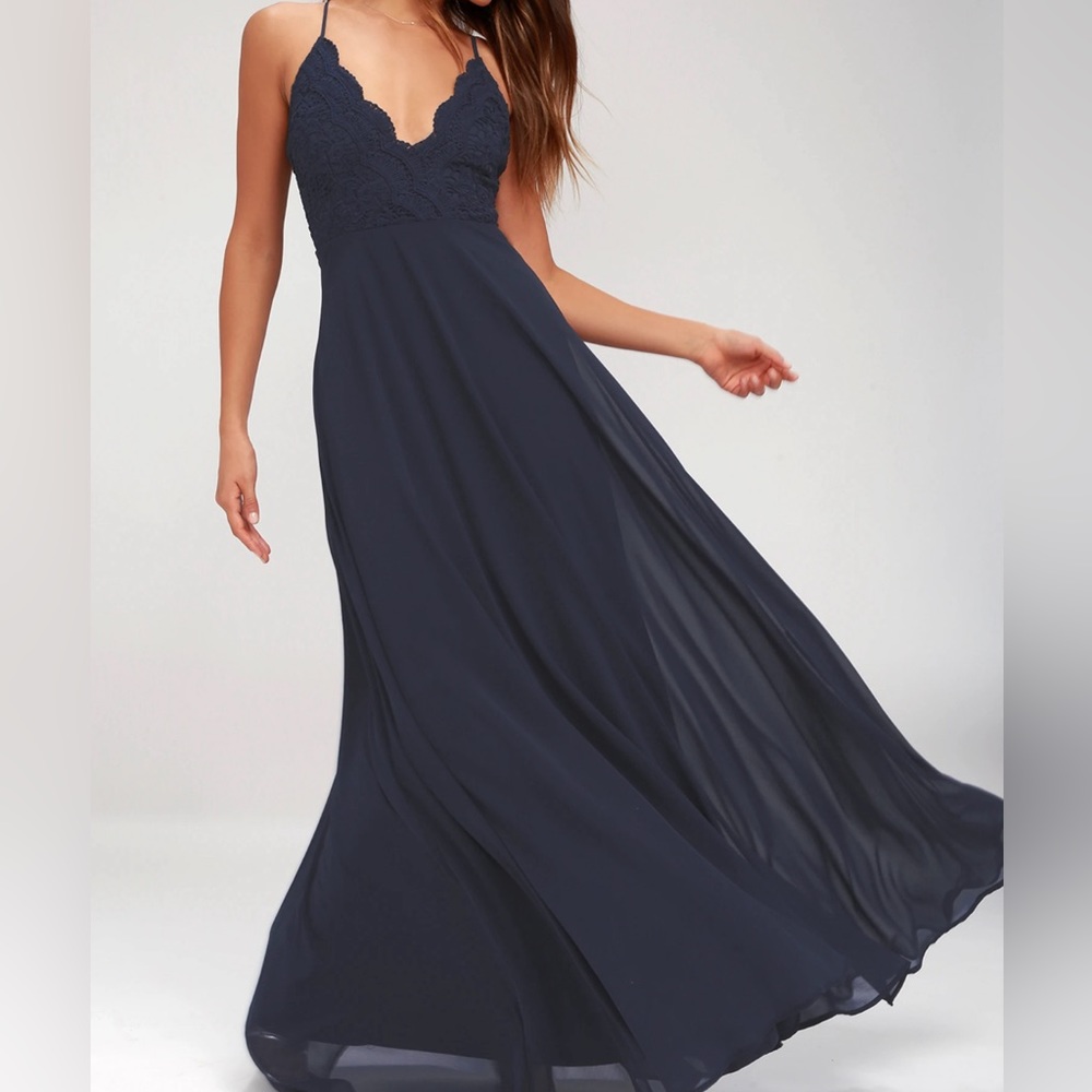 Madalyn Navy Blue Lace Maxi Dress